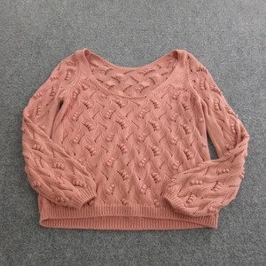 Sezane Pullover Damen Medium Rosa Pointelle Bommelstrick Baumwolle Made in Italy - Bild 1 von 12
