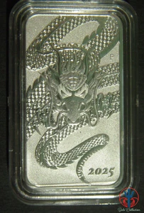 Australia 2025 rectangular dragon Bar 1 oz silver coin - Imagen 1 de 2