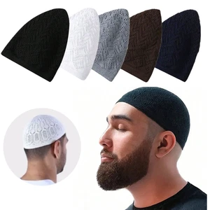 NEW ISLAMIC Polyester PRAYER HAT MENS SKULL CAP TOPI KUFI MALE TURKISH MUSLIMS - Picture 1 of 9