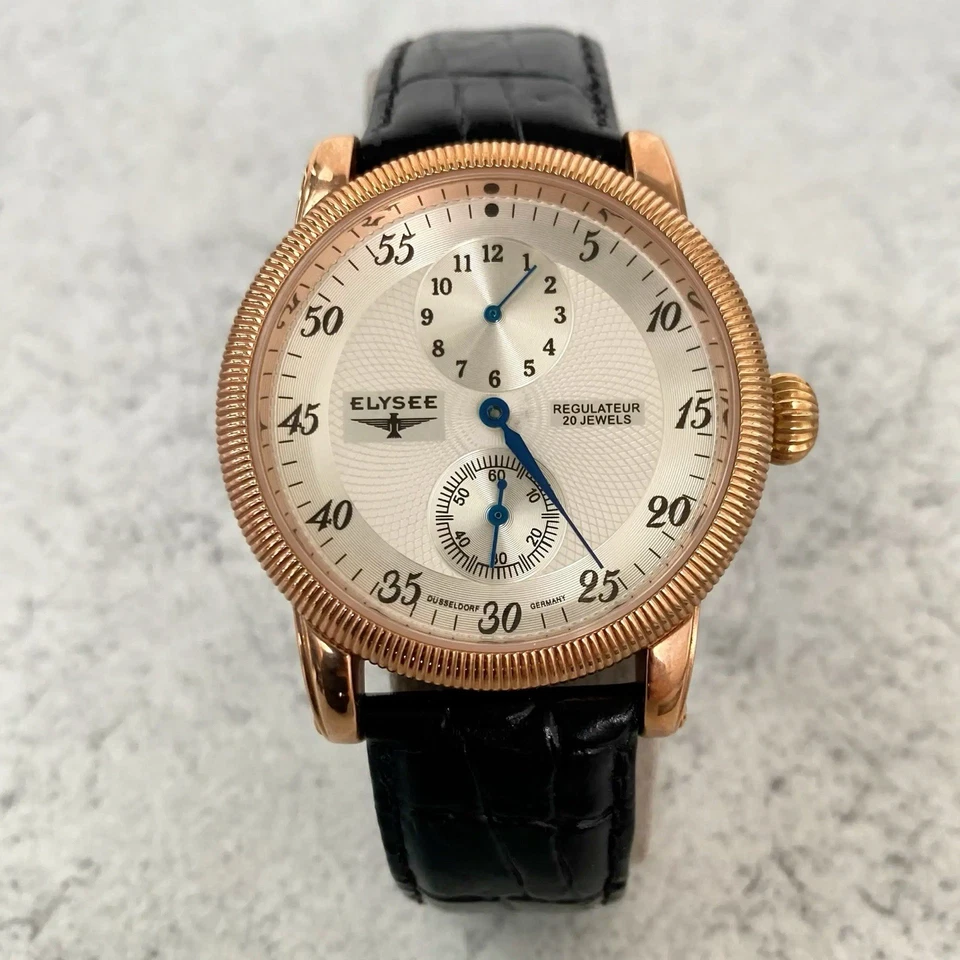 Автоматические часы Elysee Regulateur гильошированный циферблат розовое золото - карты - Изображение 1 из 4