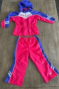 Vintage 90s Reebok Track Jogger Suit Neon Pink Purple Toddler Girls 3T Set Read! - Picture 1 of 15