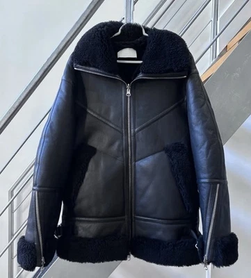 Chaqueta de cuero de oveja Dion Lee para hombre negra talla grande nueva sin etiquetas Foto 1 de 4