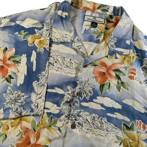 Tommy Bahama Silk Button Up Shirt Floral Palm Tree Print XL Multicolor Hawaiian - Picture 1 of 19