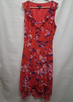 INC International Concepts Red Blue Sleeveless Dress Ruffles Size 18 Boho Floral - Image 1 of 4
