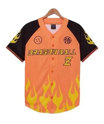 Camiseta de béisbol Dragon Ball Z Flames Goku talla grande L texto japonés Foto 1 de 4