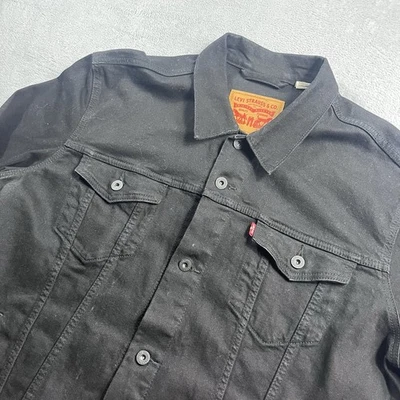 Chaqueta Levis Hombres 2XL XXL Negra Denim Camionero Elastizada Manga Larga Clásica Roja Tad Foto 1 de 4