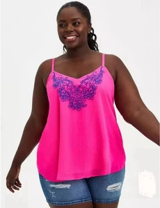 Torrid Sophie Swing-Trägertop Chiffon bestickt rosa Glo - Bild 1 von 11