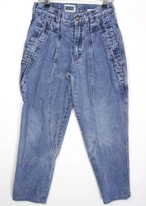 VTG Union Bay Acid Wash 80s Pleats Denim Blue Jeans Womens 30 Distressed *READ* - Picture 1 of 15