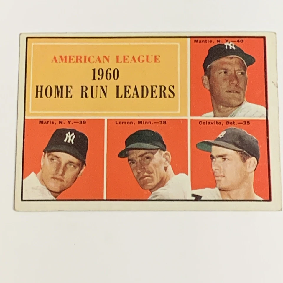 1960 Topps - Líderes de jonrones de la Liga Americana - Mantle/Maris/Limón/Colavito - #44 Foto 1 de 2