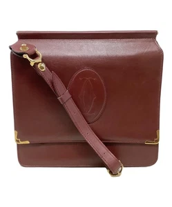 Must de Cartier Flap Schultertasche Bordeaux echt Messenger Bag Crossbody - Bild 1 von 10