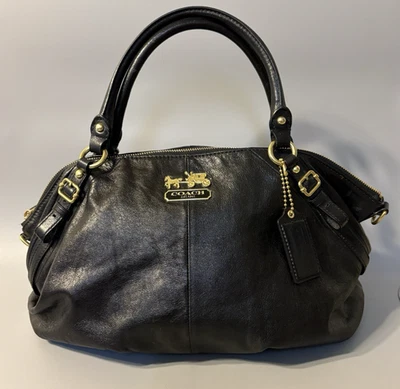 Coach Purse Madison Sofia Satchel Black 15960 Top Handles - Image 1 of 4