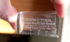 Harrisburg,Pa John Finn Liquor Merchant Pre Pro Etched Whiskey Shot Glass 1907