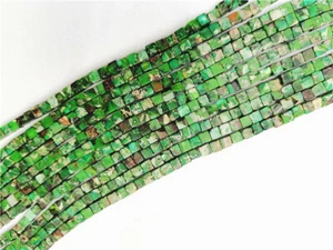 1 Strand 4x4mm Green Sea Sediment Jasper Cube Spacer Loose Beads 15.5" HH7614 - Picture 1 of 1