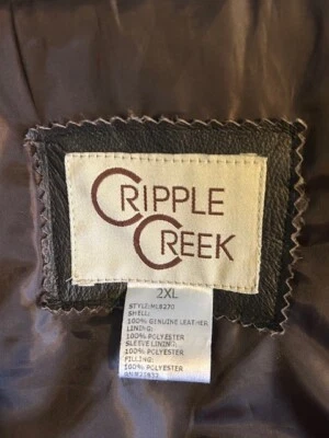 CRIPPLE CREEK MENS LEATHER ZIP COAT JACKET BROWN  Sz 2XL - Image 1 of 4