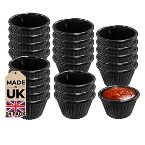 24x Melamina Escaneada Ramekin Negro 1,5 oz Salsa de plástico Ollas para servir Plato - Imagen 1 de 7