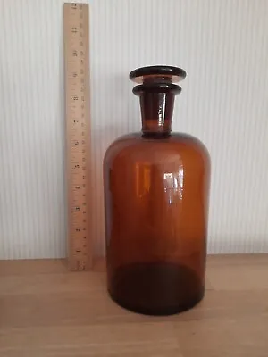Alte Apotheken-Flasche 1 Liter Enghals Mt Schliffstopfen, Ohne Etikett • 6.39€