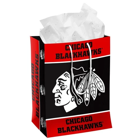 Chicago Blackhawks Medium Holiday Gift Bag [NEW] Wrapping Present Paper Birthday Cover
