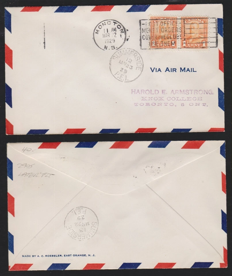 Canada First Flight Moncton to Summerside Mar 22 1929 AMCN2 #2905 var - Image 1 of 1