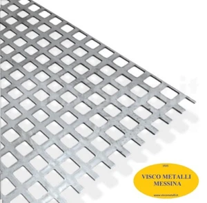 Lastra Lamiera Forata Acciaio Inox 304 foro quadro mm 10 sp. mm 1 mm 250x1000 - Foto 1 di 1