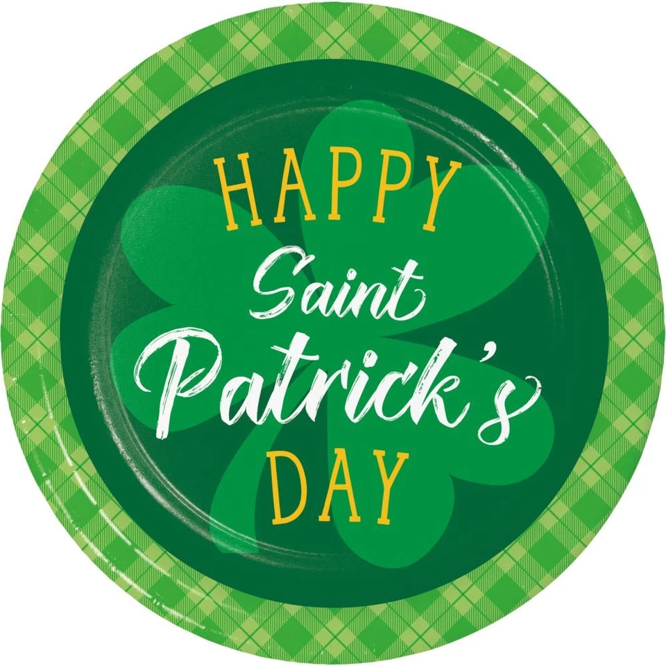 Trébol y rollo feliz día de San Patricio platos de papel de 9 pulgadas 16 por paquete Foto 1 de 1