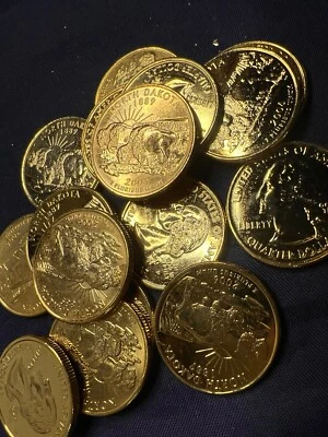 2006 State quarter (24k GOLD PLATED) North Dakota Coin UNCIRCULATED 1 - Image 1 of 2
