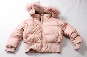 Ducc Kid's Fur Trimmed Hood Full Zip Bomber Jacket LC7 Pink Size 4 NWT - Picture 1 of 5