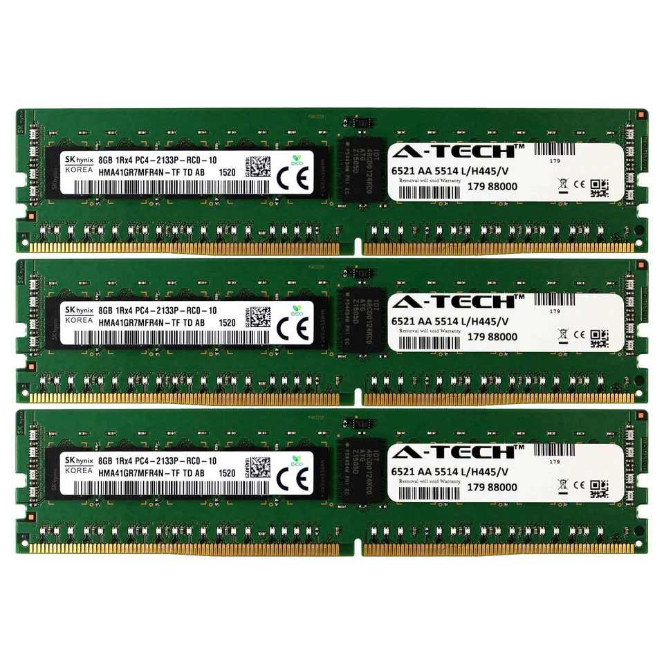 DDR4 2133MHz Hynix 24GB Kit 3x 8GB Lenovo ThinkServer TD350 Memory RAM - Image 1 of 1
