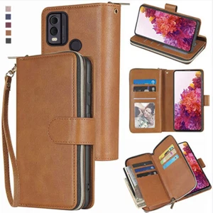 For Nokia C22 Wallet Case 9Card Zipper Slots Kickstand Flip Leather Phone Case - Picture 1 of 42