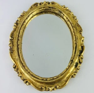 Piccolo specchio ovale vintage oro dorato italiano rococò fiorentino ornato barocco - Foto 1 di 7