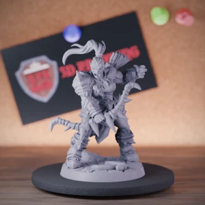 Weiblicher Ork Bogenschütze Monster Barbar Miniatur Dungeons and Dragons Mini TTRPG - Bild 1 von 8