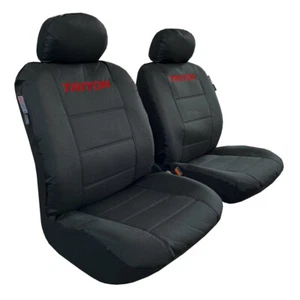 Solid Black Waterproof Canvas Front Car Seat Cover For Mitsubishi Triton 2021 - Picture 1 of 1
