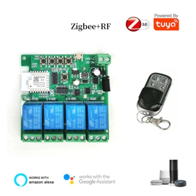 Tuya Zigbee 4CH Funk Empfänger Schalter Smart Switch mit 433Mhz Fernbedienung - Bild 1 von 4