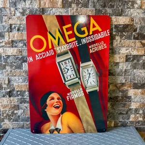 OMEGA Watch Vintage Advertising Retro Swiss Timepiece Sign- 24"x16" (60x40 cm) - Picture 1 of 9