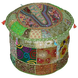 New Boho Patchwork Pouf Ottoman Vintage FootStool Ethnic Living Room Decor - Picture 1 of 5