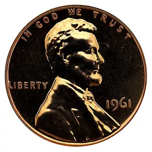 1961 Lincoln Memorial Cent Penny Gem Proof Mint Coin No Mint Mark Uncirculated - Picture 1 of 1