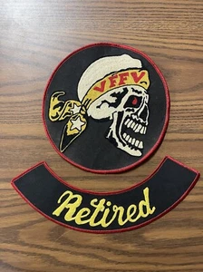 Large Vintage MC Motorcycle Outlaw Club Patch Cut Embroidered Retired VFFV 11” - Picture 1 of 6