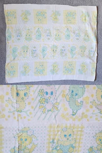 Coperta ricevimento bambino vintage babycare 100% cotone morbidi pastelli anatre 32 x 28 - Foto 1 di 8