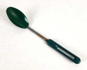 Vintage Bonny Nylon Chrome Solid Spoon 13” Green Cooking Serving Kitchen USA - Picture 1 of 12