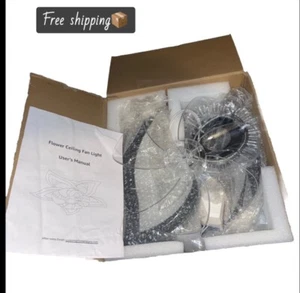 NeW-30" Modern Ceiling Fan Light Flower Shape Flush Mount Chandelier with Remote - Picture 1 of 1