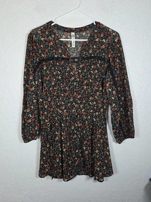 Blusa Babydoll Estampada Plus American Rag Trendy Talla 1X Negra Combo Boho Transparente Foto 1 de 4