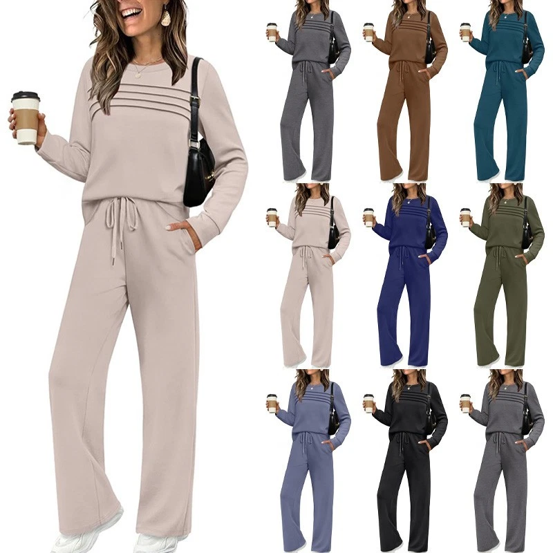 Women's Ladies Casual Loose 2PCs Set Tracksuit Tops Pocket Pants Loungewear UK *