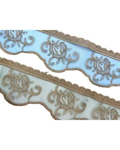 Passamaneria Pizzo Merletto Organza Ricamo Ecru Fiore Smerlo Punta Alto Cm 7 319 - Imagen 1 de 13