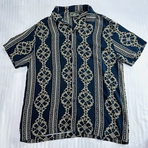 Casa Moda Woven Shirt  Baroque Pattern Black /Gold Yellow Size Large RN# 137590 - Picture 1 of 7