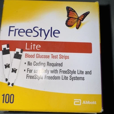 Tiras reactivas de glucosa en sangre Freestyle Lite - 100 unidades 2 y 3/2026 tiras EE. UU. Foto 1 de 3