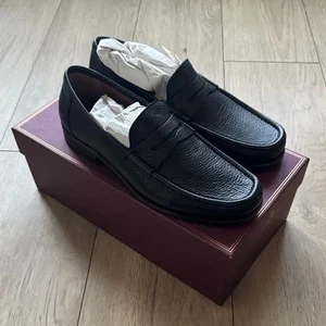 Neu mit Etikett Bruno Magli Tonio klassische schwarze Leder Penny Halbschuhe Herren Größe 10 - Bild 1 von 9
