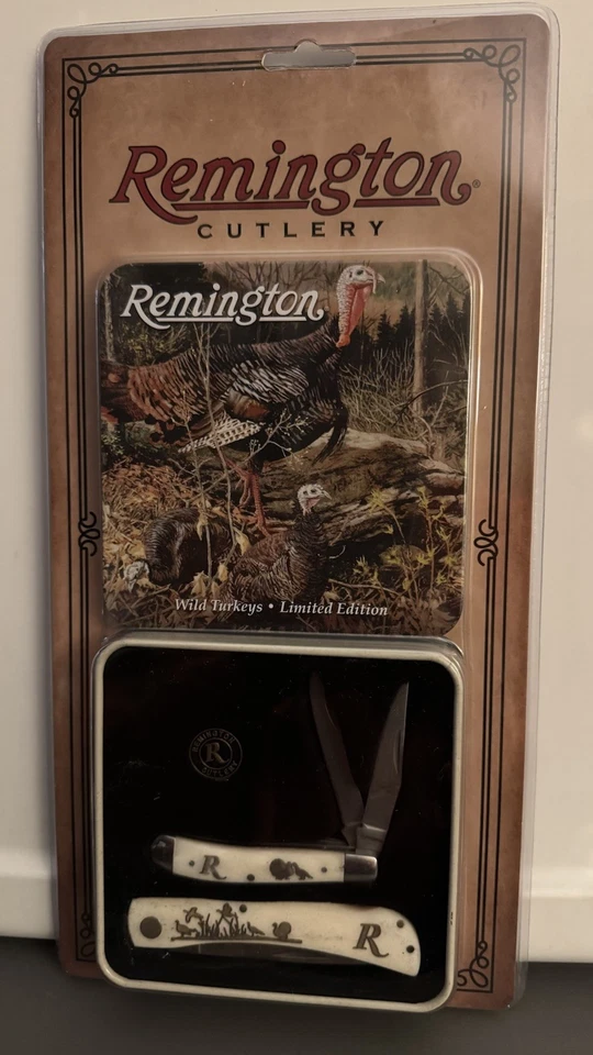 Remington Turkey Tin Collector Gift Set Folding Poket Knife 15687