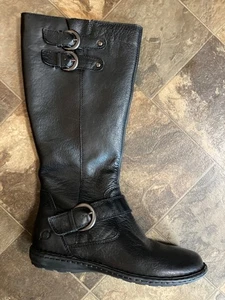 Born Caravelli leather upper Tall Boot 8.5 black womens biker boots new in box - Picture 1 of 6