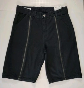 ZARA-NUEVO CON ETIQUETAS-Pantalones Cortos Denim Hombre Negros Relajados Pierna Recta Tiro Medio-Talla 31 - Imagen 1 de 12