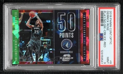2018-19 Panini Contenders Optic Red Cracked Ice Derrick Rose #8 PSA 9 MINT - Image 1 of 2