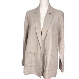Eileen Fisher Organic Linen Long Blazer Beige Size Petite Medium PM Sustainable - Picture 1 of 10